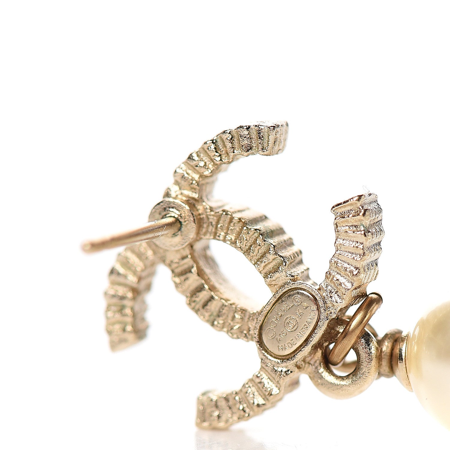 Chanel Pearl CC Drop Earrings Gold 4 of 5