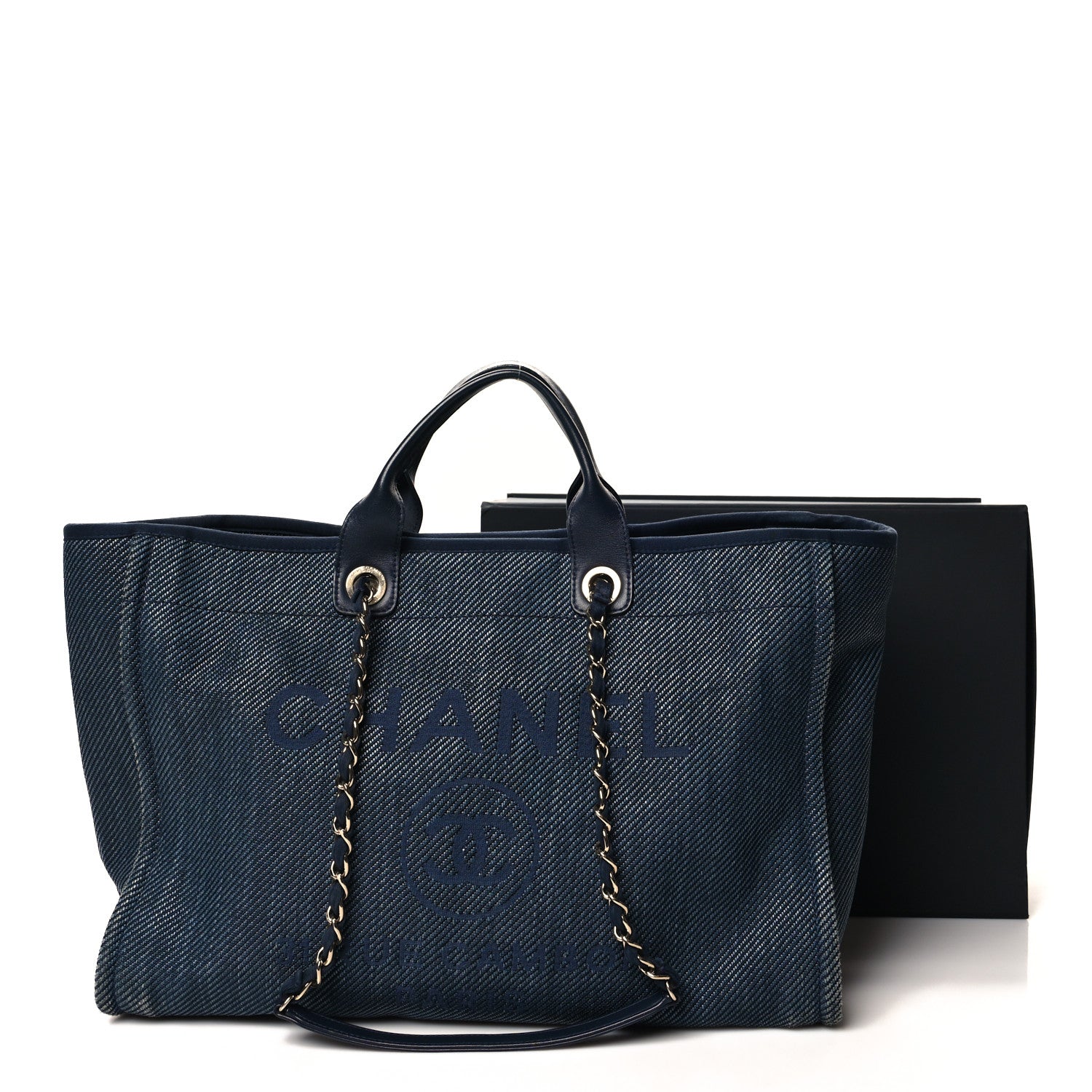 Chanel Mixed Fibers Large Deauville Tote Blue 11 of 11
