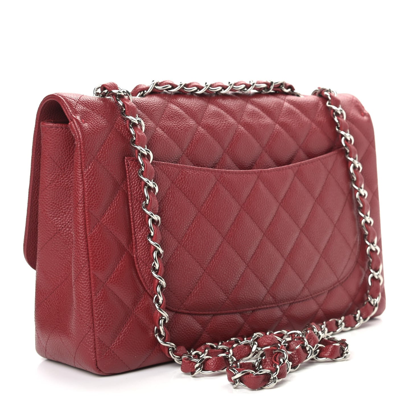 Caviar Quilted Jumbo Single Flap Red