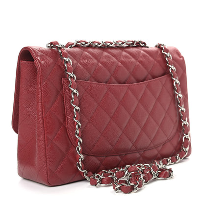 Chanel Caviar Quilted Jumbo Single Flap Red 3 of 9