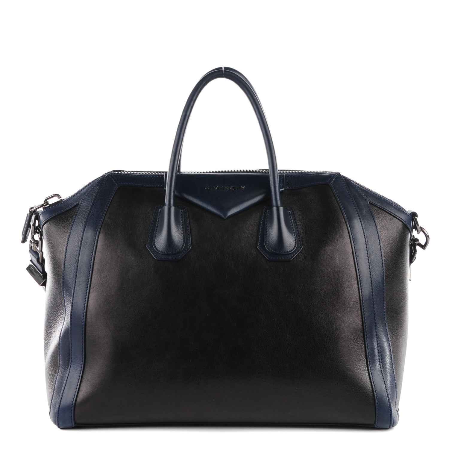 Givenchy Calfskin Large Bi-Color Antigona Duffel Black Navy 1 of 9
