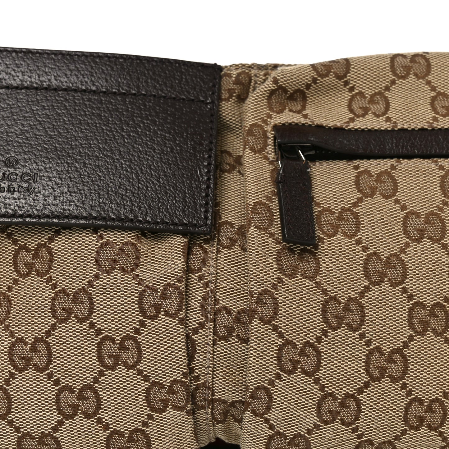 GG Monogram Web Double Pocket Belt Bag Dark Brown