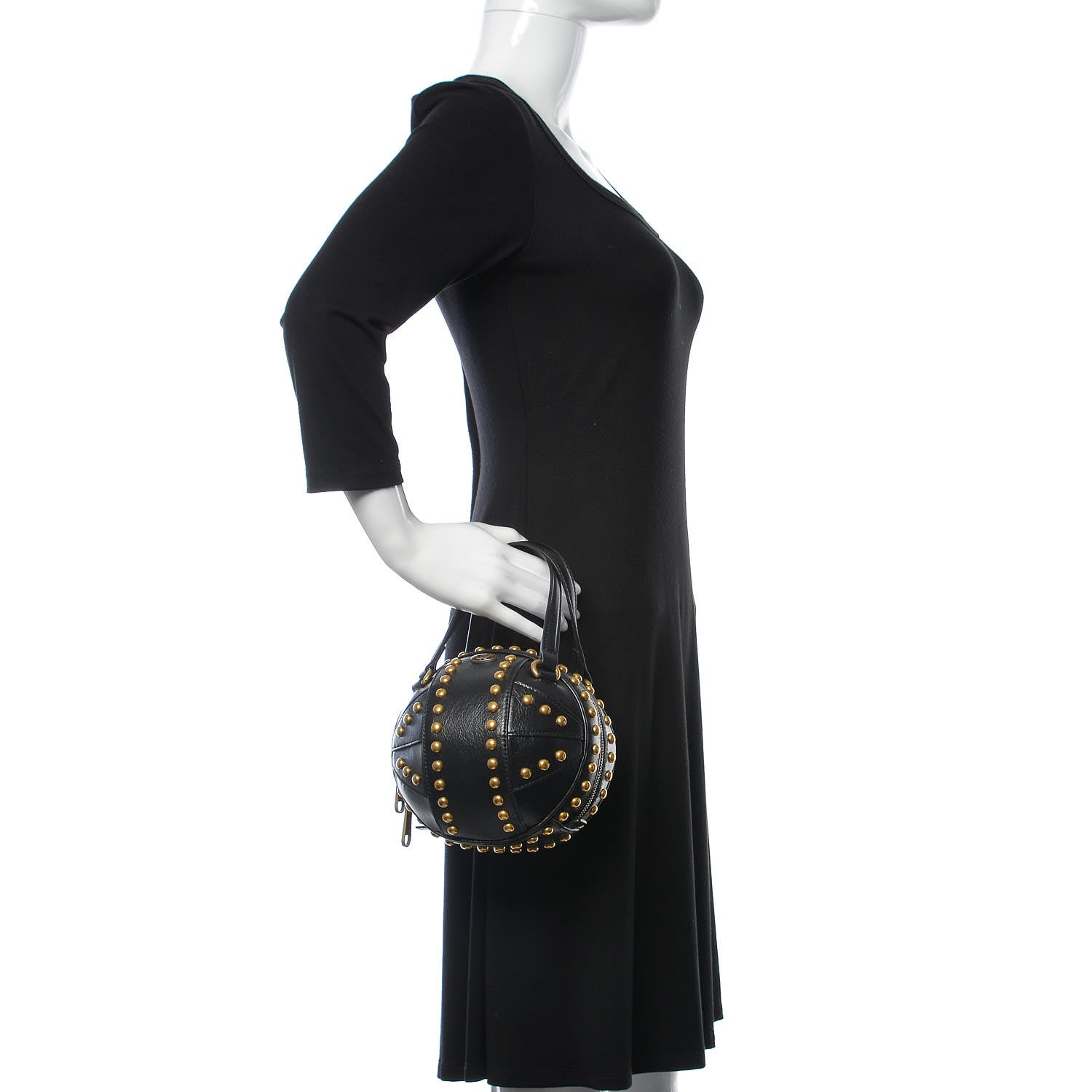 Gucci Calfskin Studded Mini Tifosa Baseball Shaped Shoulder Bag Black 3 of 10