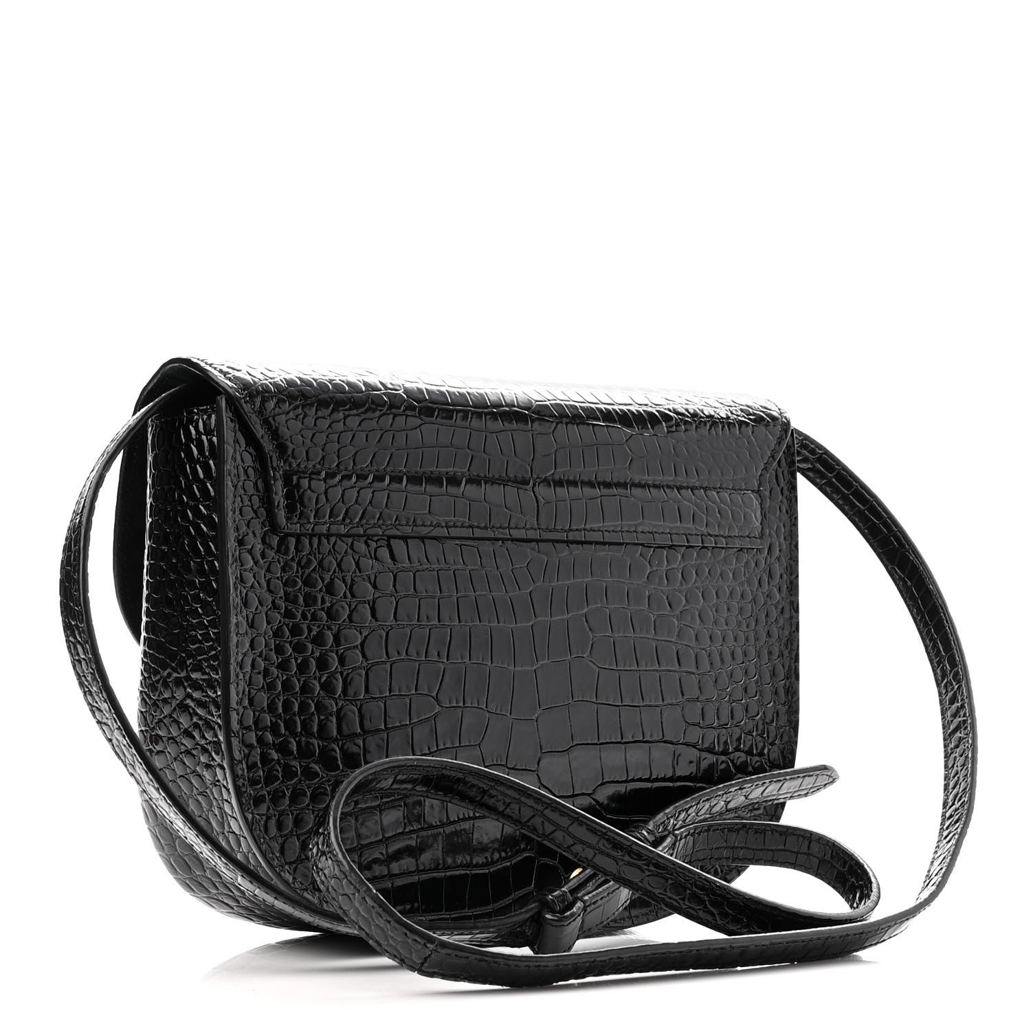 Saint Laurent Crocodile Embossed Calfskin Monogram Medium Kaia Satchel Black 2 of 9