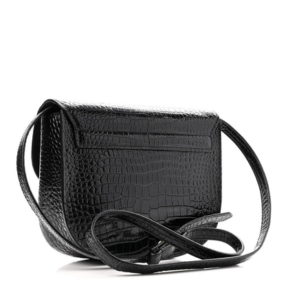Saint Laurent Crocodile Embossed Calfskin Monogram Medium Kaia Satchel Black 2 of 9