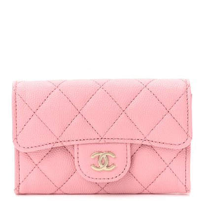 Chanel Caviar Quilted Flap Card Holder Wallet Light Pink 1 of 8