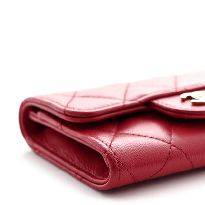Chanel Lambskin Quilted Flap Card Holder Dark Pink 9 of 12