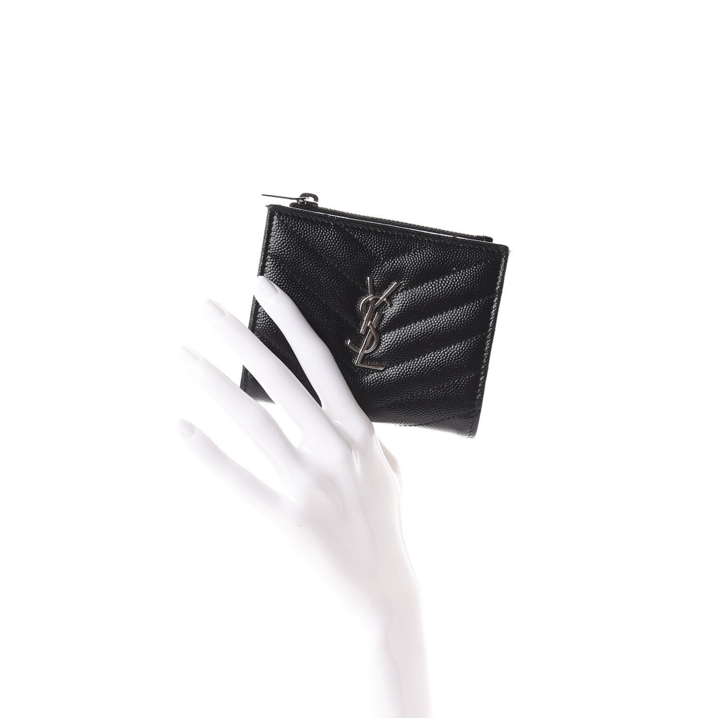 Grain De Poudre Matelasse Chevron Monogram Zipped Card Case Black