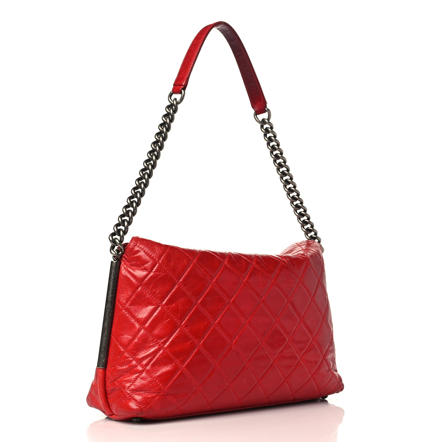 Chanel Glazed Calfskin Hobo Red 3 of 10