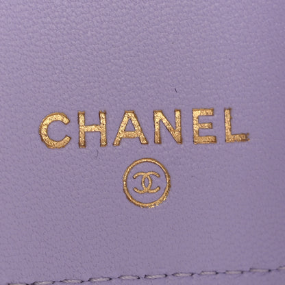 Chanel Lambskin Quilted Tri-Fold Flap Wallet Light Purple 6 of 10