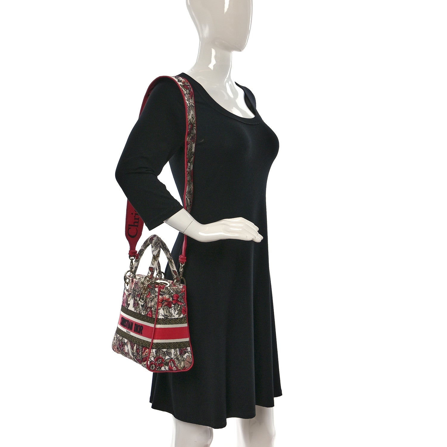 Christian Dior Canvas Embroidered Butterfly Print Medium Lady D-Lite Multicolor 2 of 10