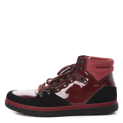Gucci Patent Suede Mens Softy Tek High Top Sneakers 12 Black Charcoal Jupiter 1 of 10