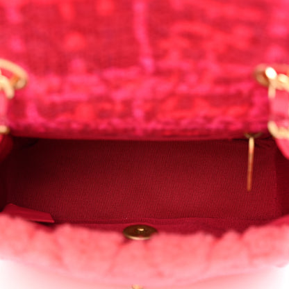 Chanel Shearling Tweed Quilted Mini Square Flap Bag Pink 5 of 10