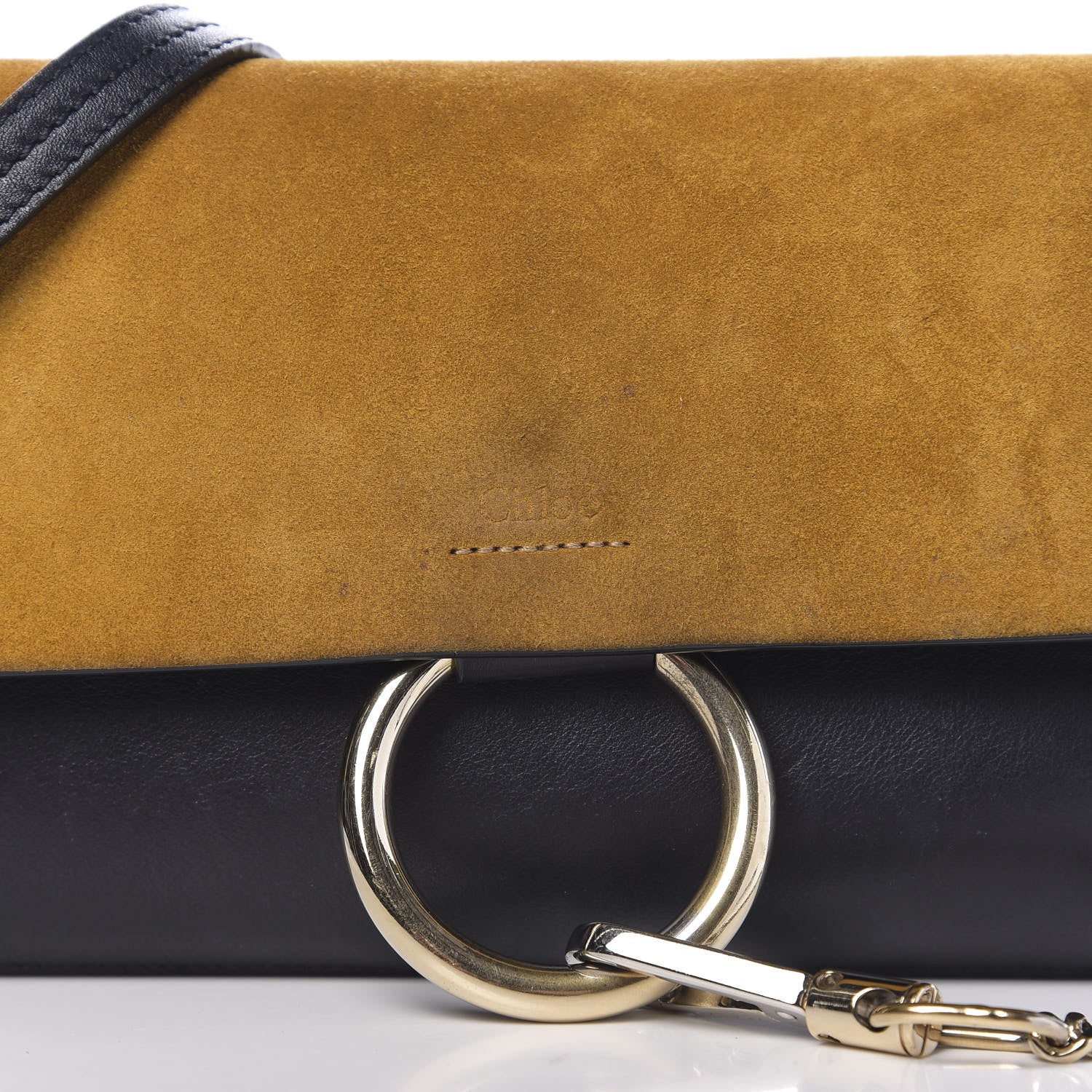 Chloe Suede Calfskin Small Faye Shoulder Bag Full Blue Mustard 13 of 13