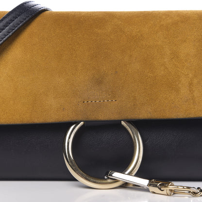 Chloe Suede Calfskin Small Faye Shoulder Bag Full Blue Mustard 13 of 13