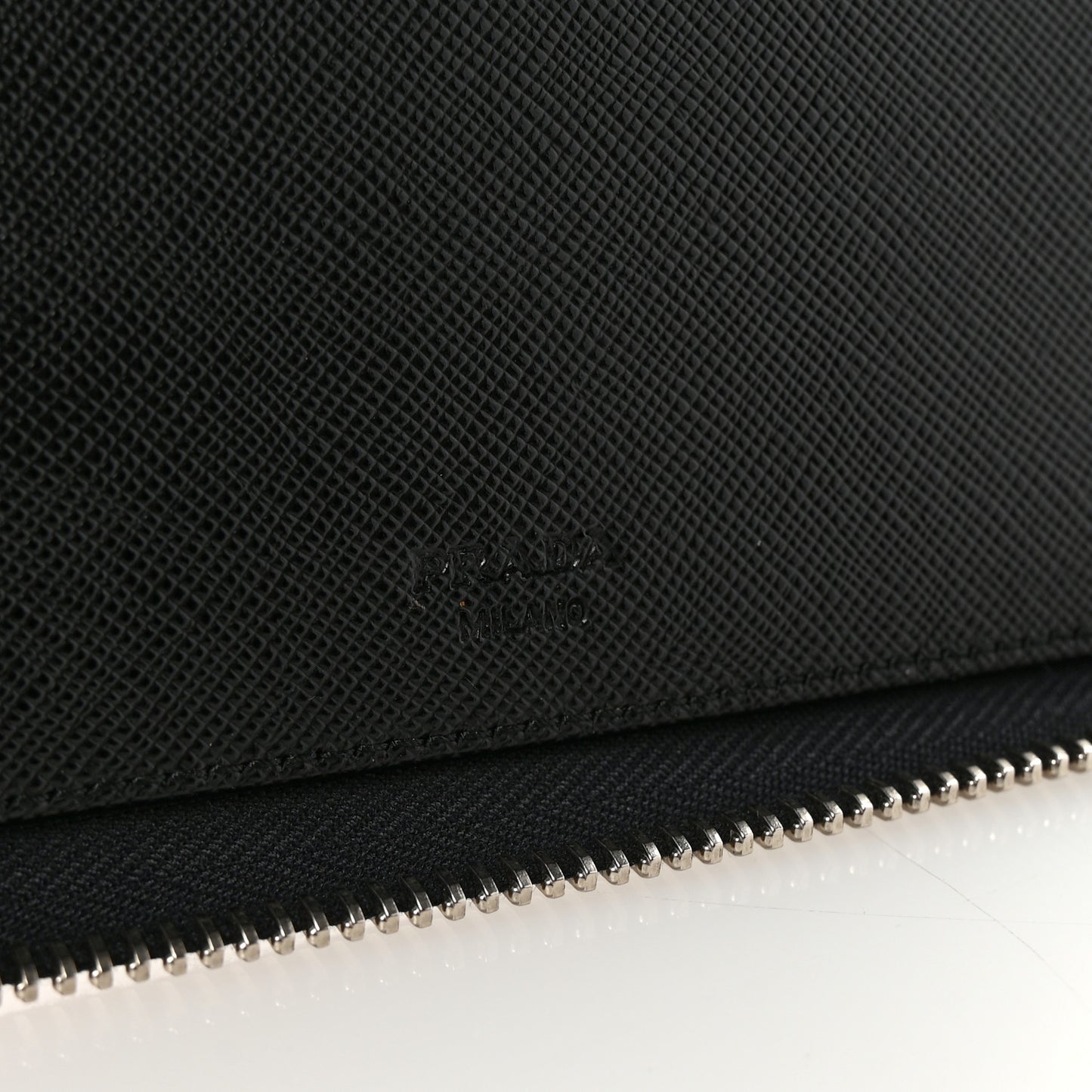 Saffiano Metal Large Zip Around Travel Wallet Black