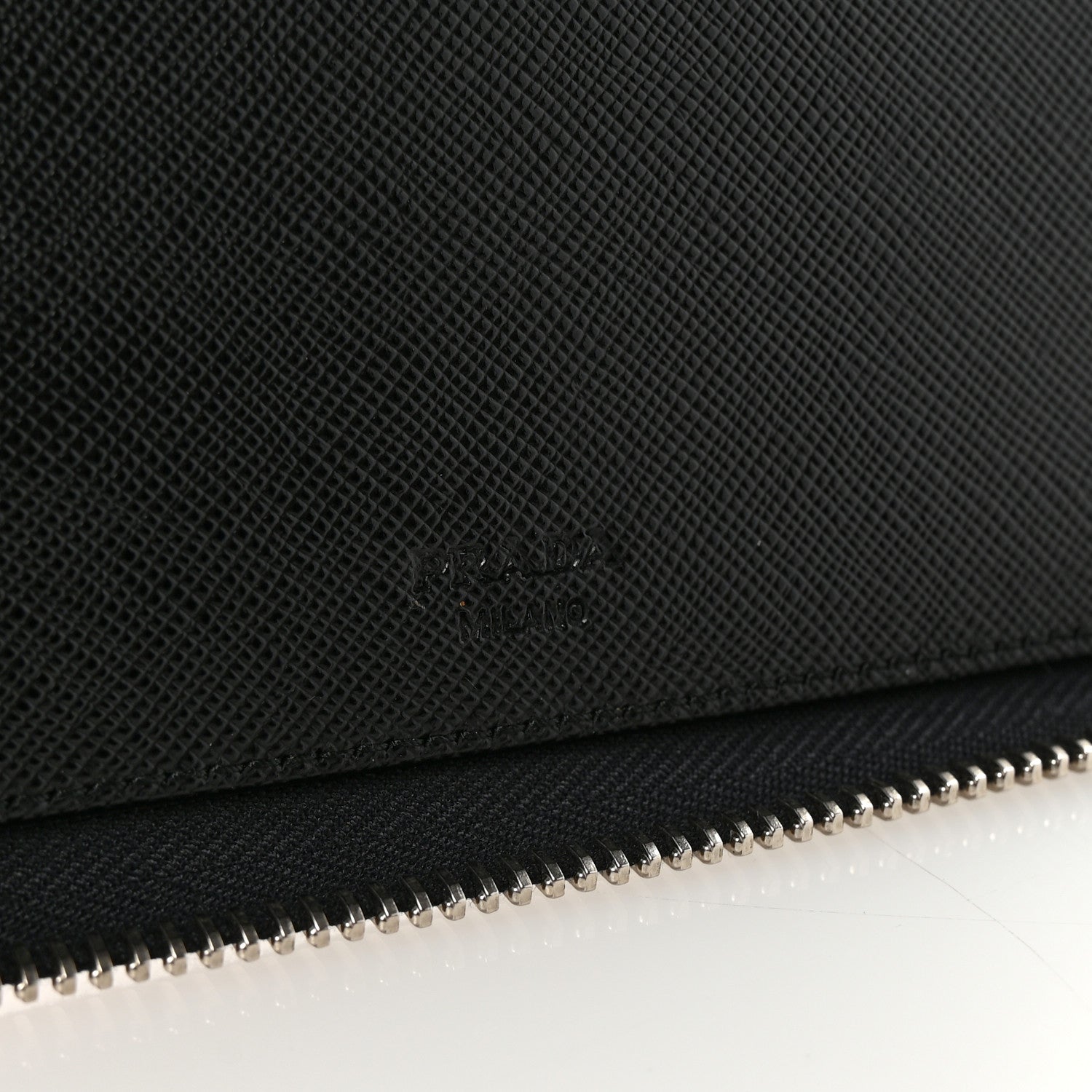 Prada Saffiano Metal Large Zip Around Travel Wallet Black 6 of 6