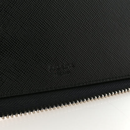 Prada Saffiano Metal Large Zip Around Travel Wallet Black 6 of 6