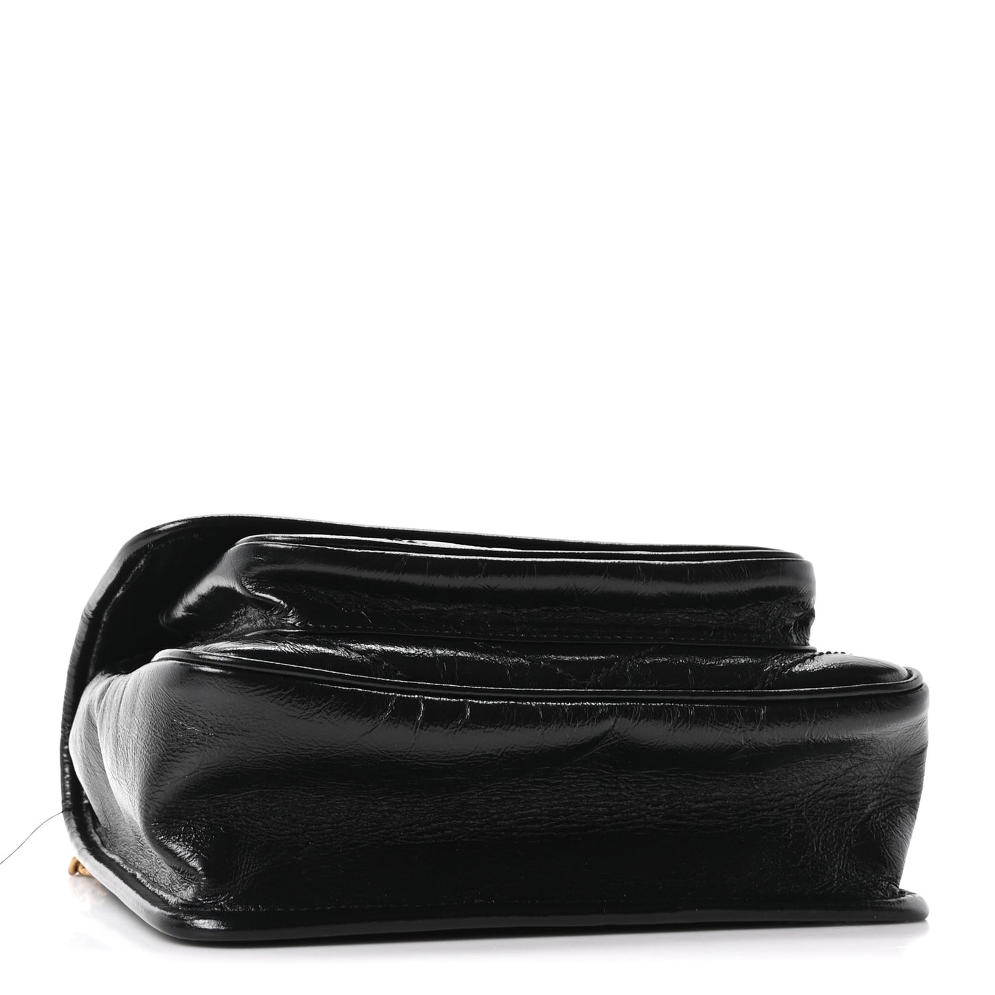 Crinkled Calfskin Matelasse Monogram Baby Niki Chain Satchel Black