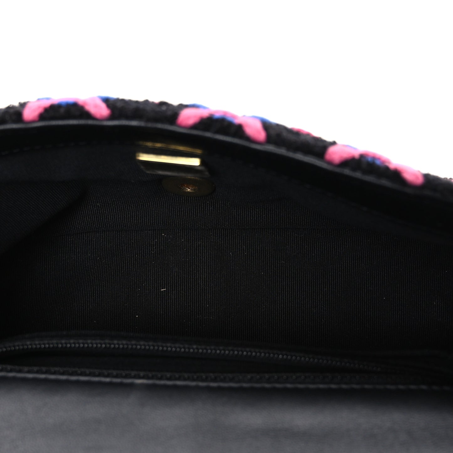 Tweed Diamond Threaded Mini Rectangular Pearl Crush Flap Black Multicolor