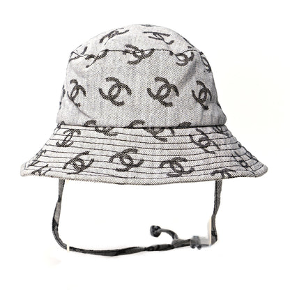 Chanel Denim CC Bucket Hat L White Black 5 of 8