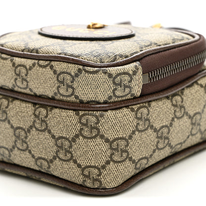 Gucci GG Supreme Monogram Mini Neo Vintage Double Zip Messenger Bag Beige New Acero Crop 11 of 13