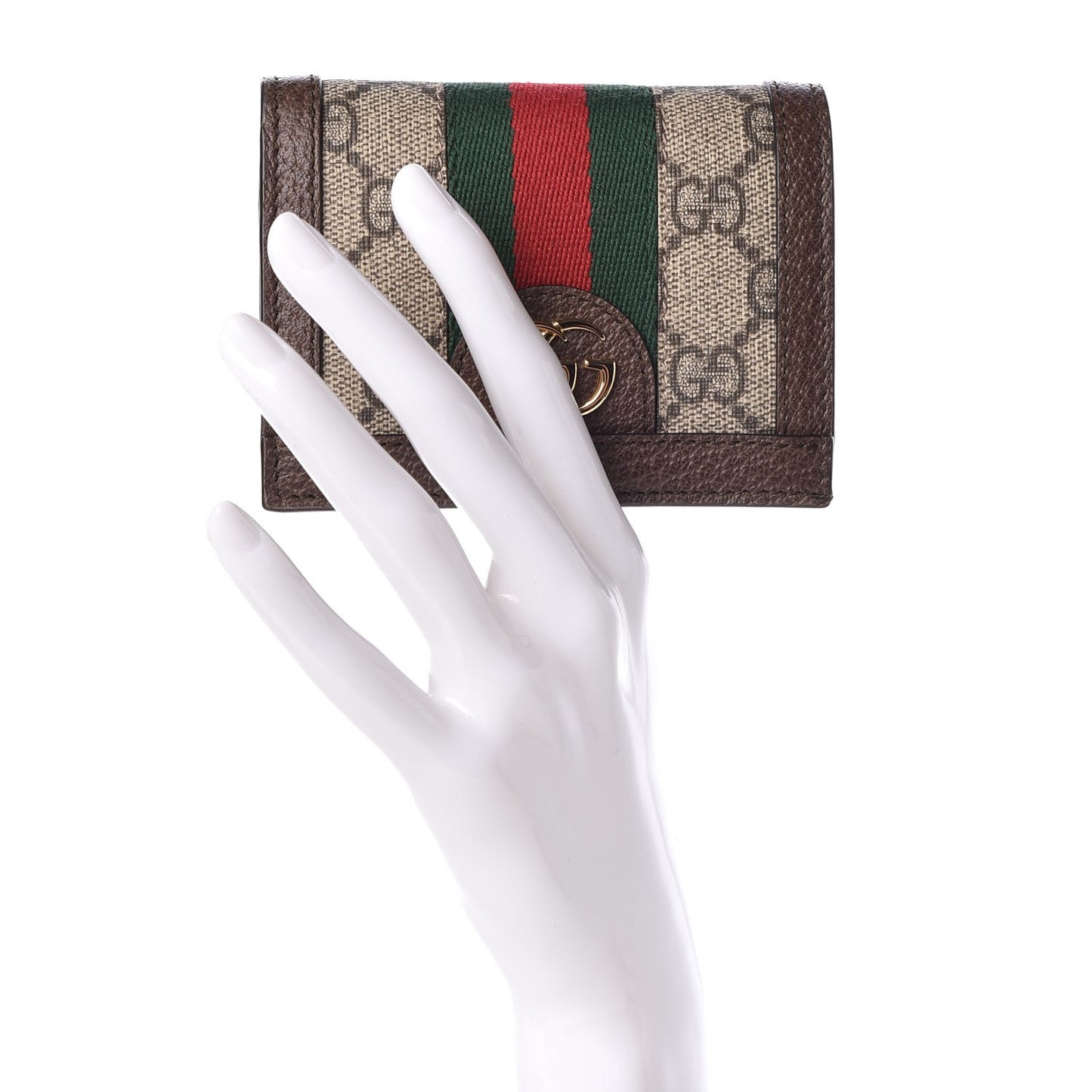 GG Supreme Monogram Web Ophidia Card Case Beige New Acero