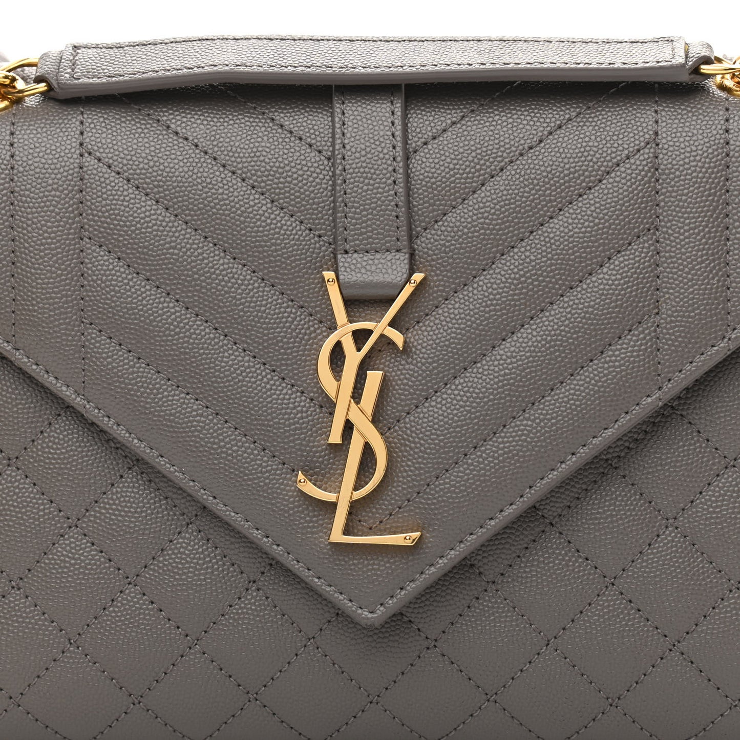 Grain De Poudre Textured Mixed Matelasse Medium Triquilt Monogram Satchel Fog