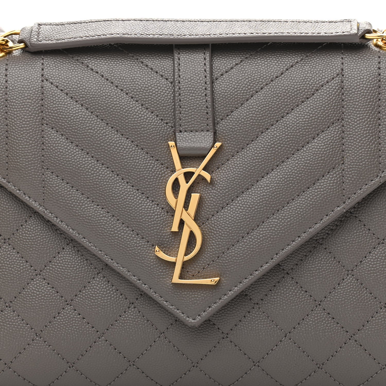 Saint Laurent Grain De Poudre Textured Mixed Matelasse Medium Triquilt Monogram Satchel Fog 8 of 11