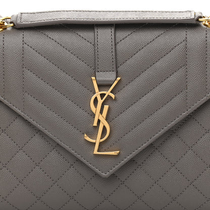 Saint Laurent Grain De Poudre Textured Mixed Matelasse Medium Triquilt Monogram Satchel Fog 8 of 11