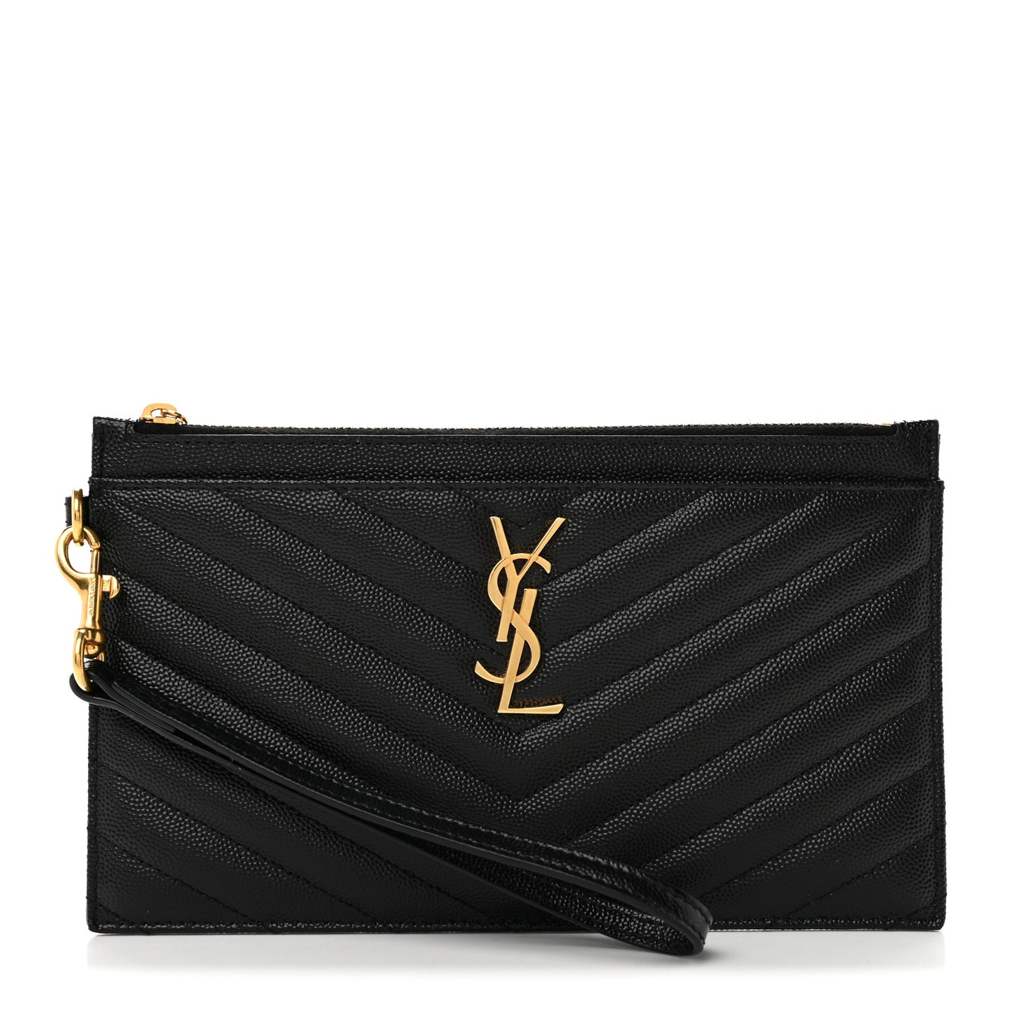 Grain De Poudre Chevron Monogram Large Bill Pouch Black