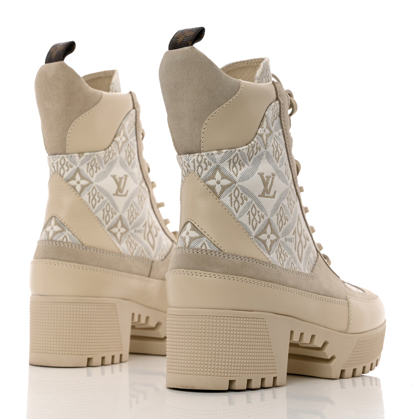 Suede Calfskin Jacquard Since 1854 Laureate Platform Desert Boots 38 Beige