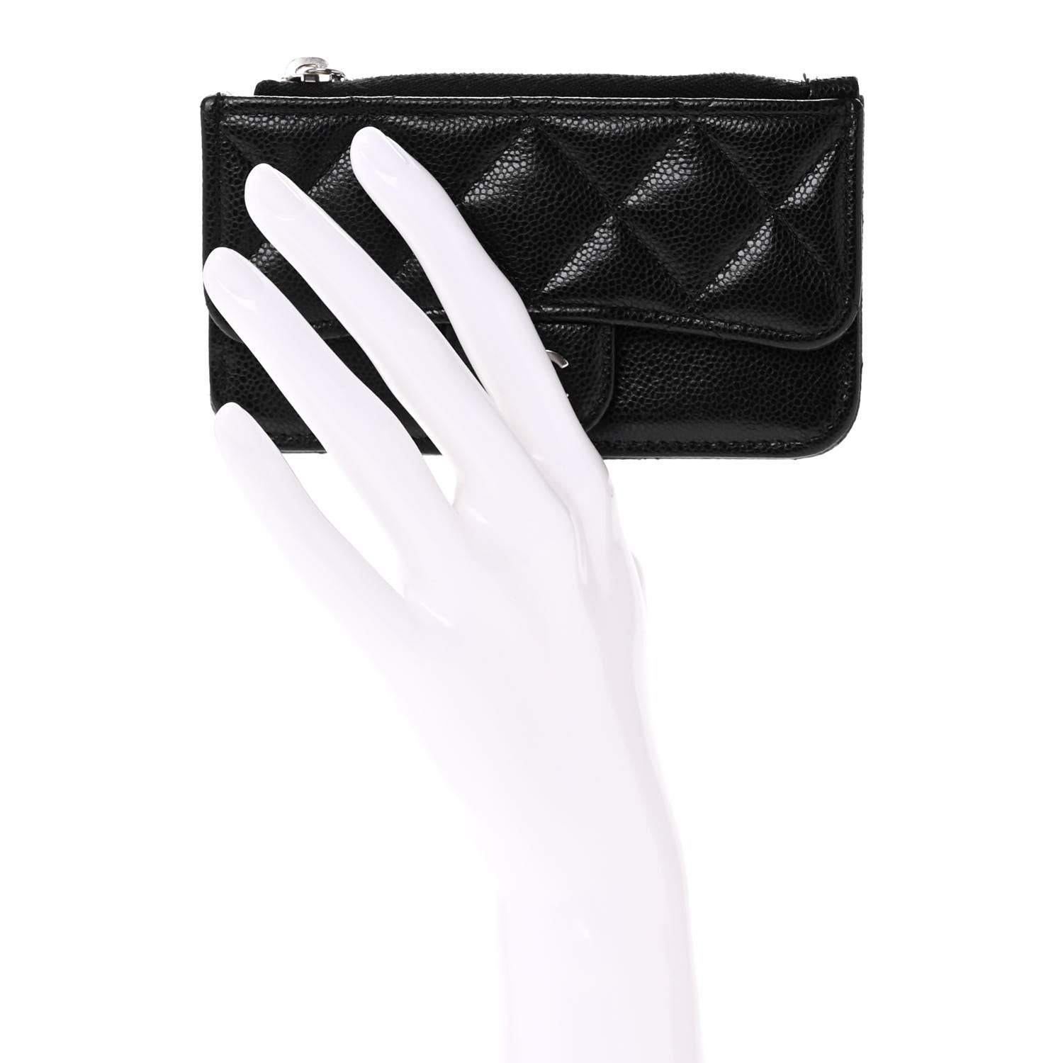 Chanel Caviar Quilted Flap Zip Card Holder Black 2 of 11