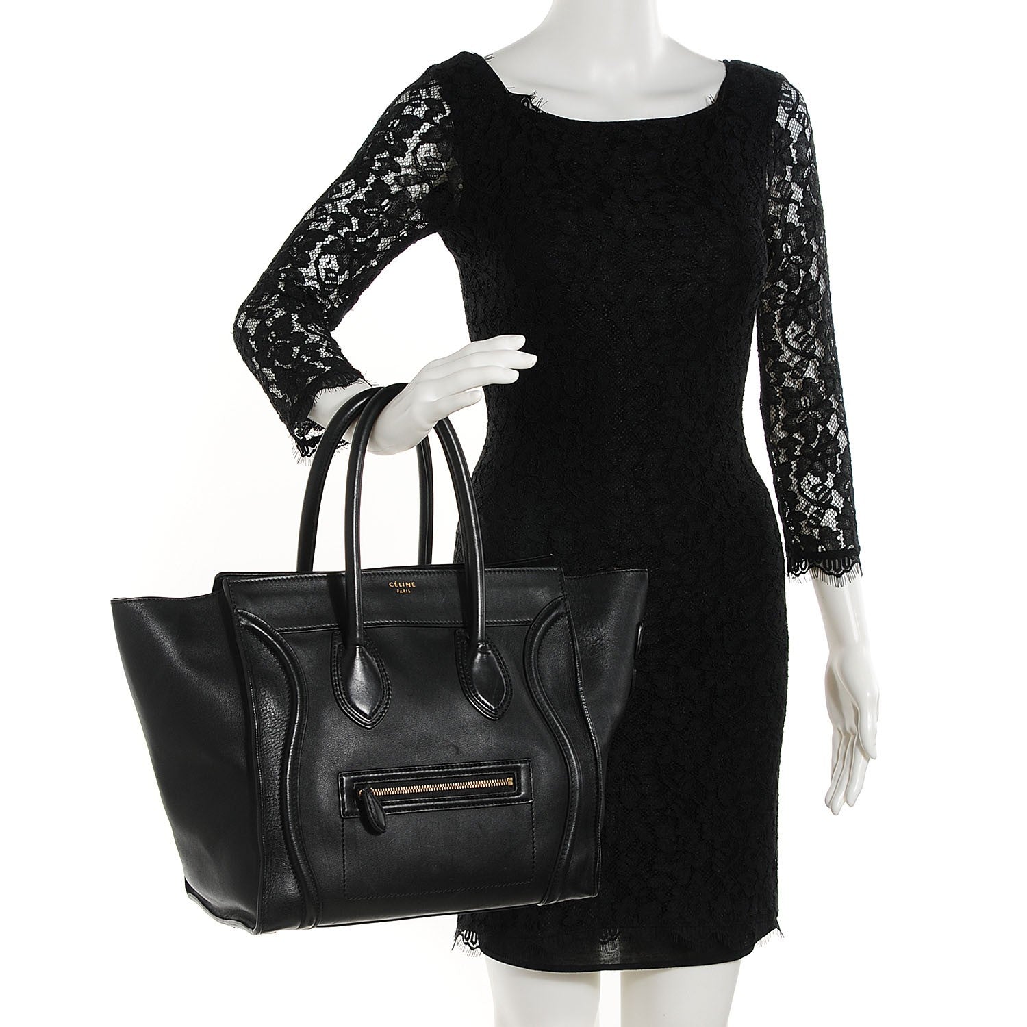 Celine Smooth Calfskin Mini Luggage Black 2 of 7