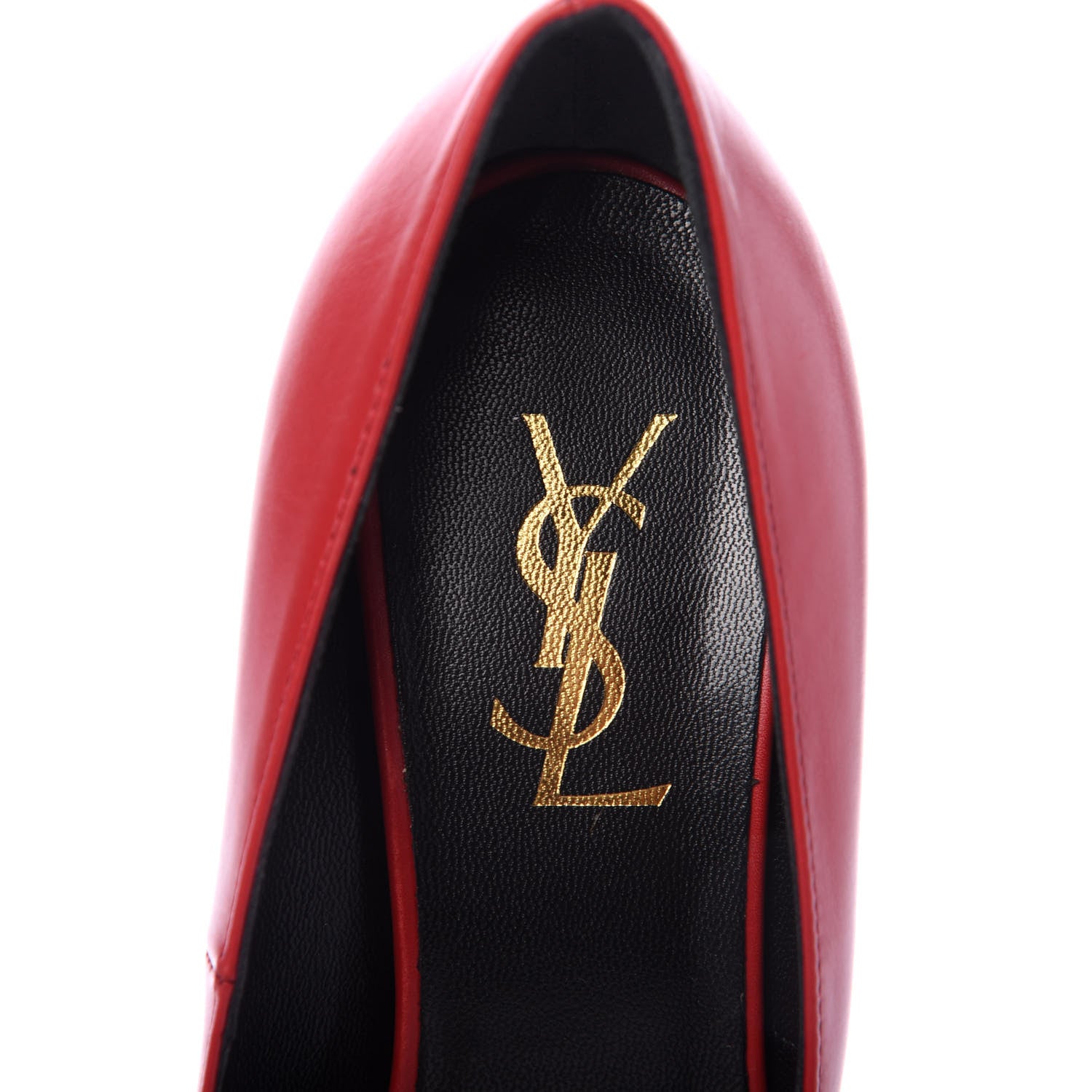 Saint Laurent Seta Calfskin Tribute 105 Platform Pumps 37.5 Rouge Orient 5 of 7