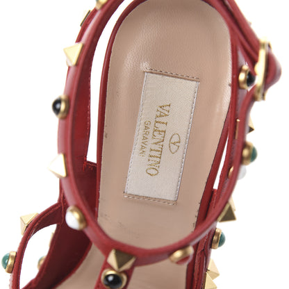 Valentino Garavani Calfskin Rockstud Rolling Ankle Strap 100mm Pumps 37.5 Rosso Valentino 5 of 7