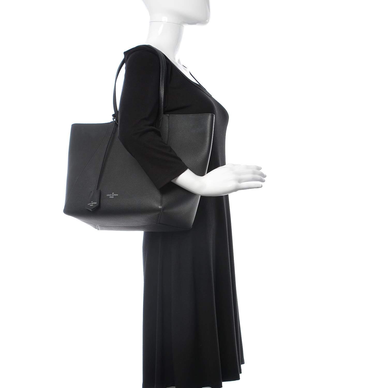 Louis Vuitton Calfskin Lockme Cabas Black 2 of 17
