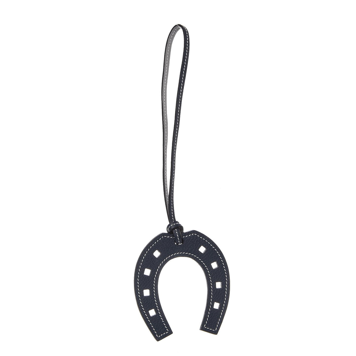 Togo Paddock Horseshoe Bag Charm Bleu Indigo Gris Mouette