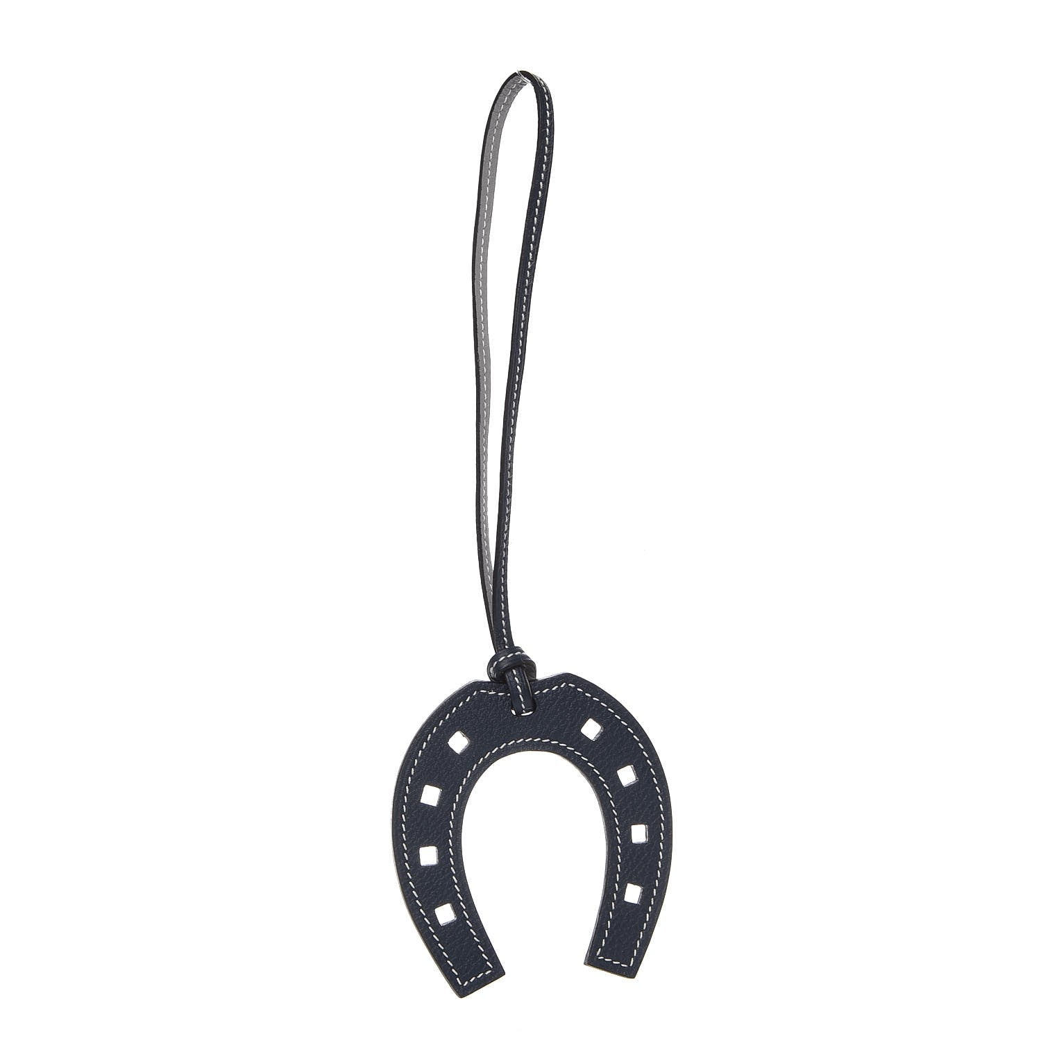 Hermes Togo Paddock Horseshoe Bag Charm Bleu Indigo Gris Mouette 1 of 3