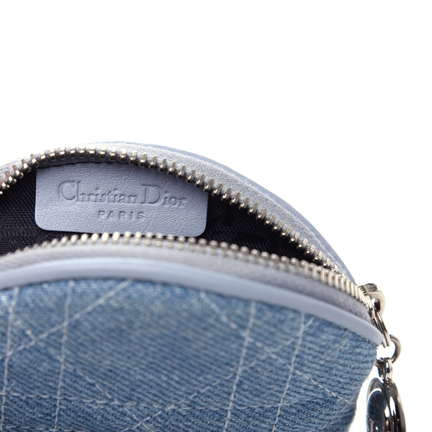 Christian Dior Denim Cannage Coin Purse Blue 6 of 9