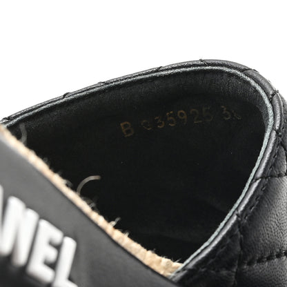 Chanel Lambskin Quilted CC Espadrille Slip On Sandals 36 Black 9 of 10