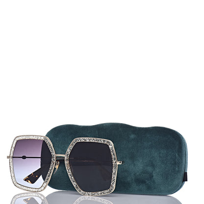 Gucci Glitter Acetate Oversize Square Frame Sunglasses GG0106S Gold 7 of 7