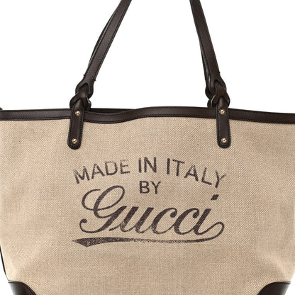 Gucci Linen Canvas Medium Craft Logo Tote Brown 8 of 18