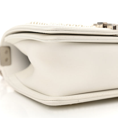 Chanel Calfskin Pearl Chevron Small Boy Flap White 9 of 10