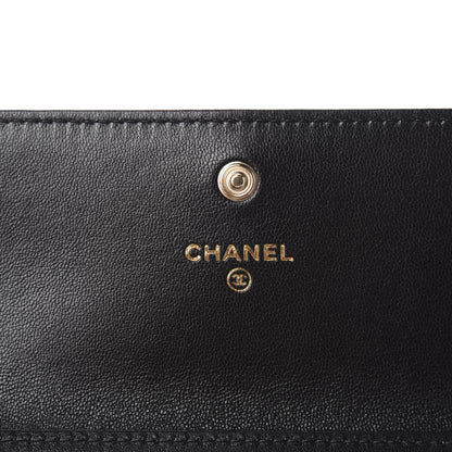 Chanel Shiny Lambskin Ribbon Quilted Clutch With Chain Black 8 of 12