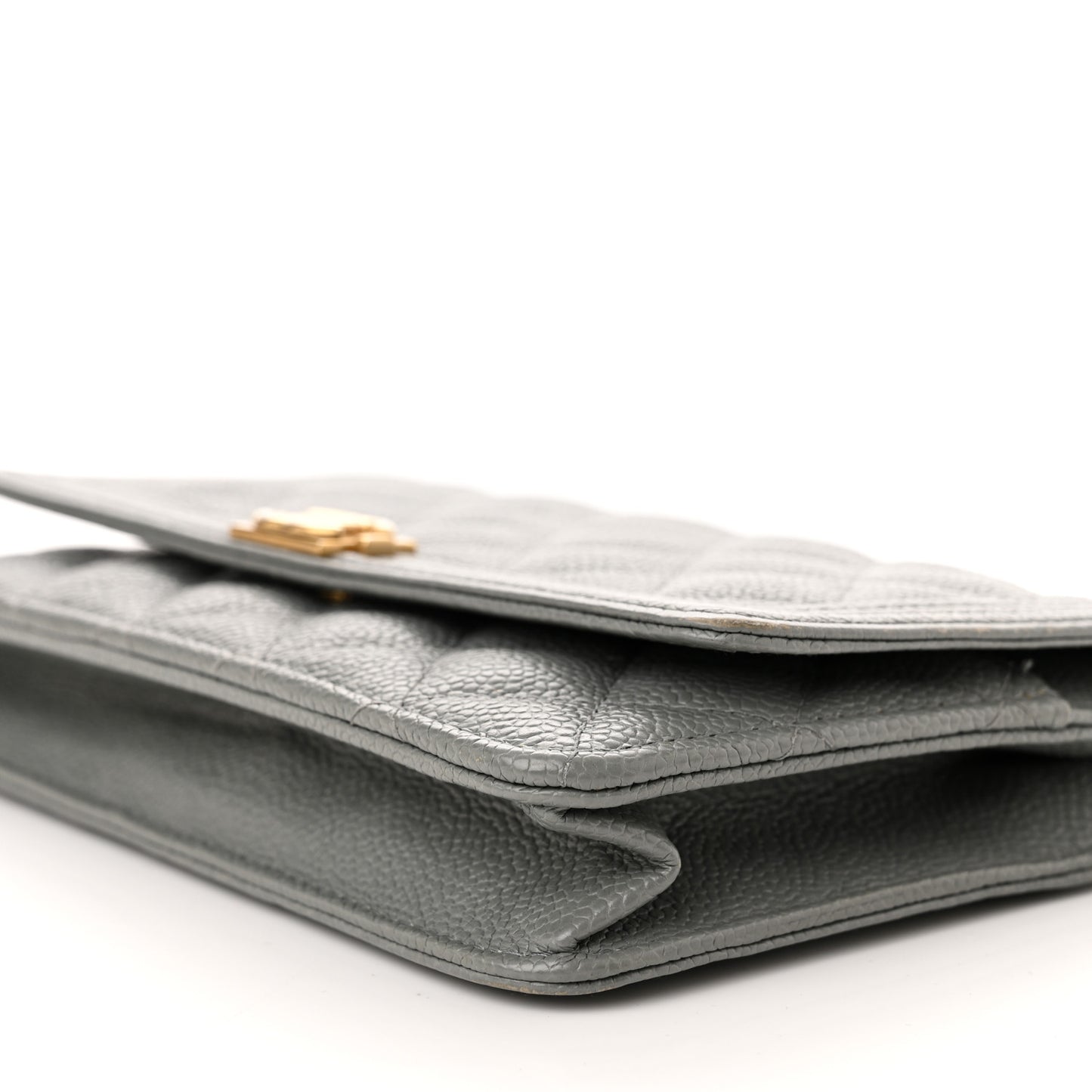 Caviar Quilted Boy Wallet On Chain WOC Grey
