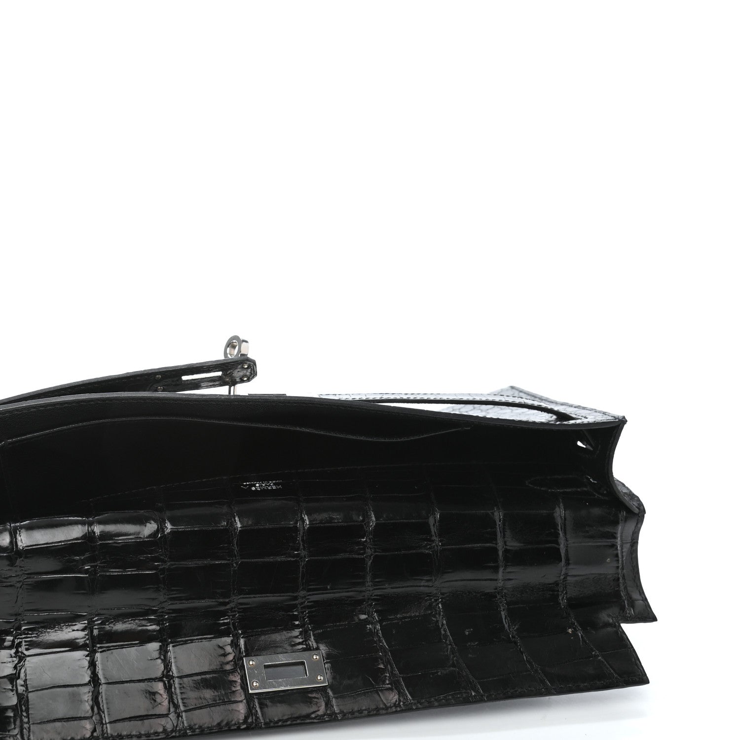 Hermes Matte Porosus Crocodile Kelly Cut Pochette Black 5 of 7