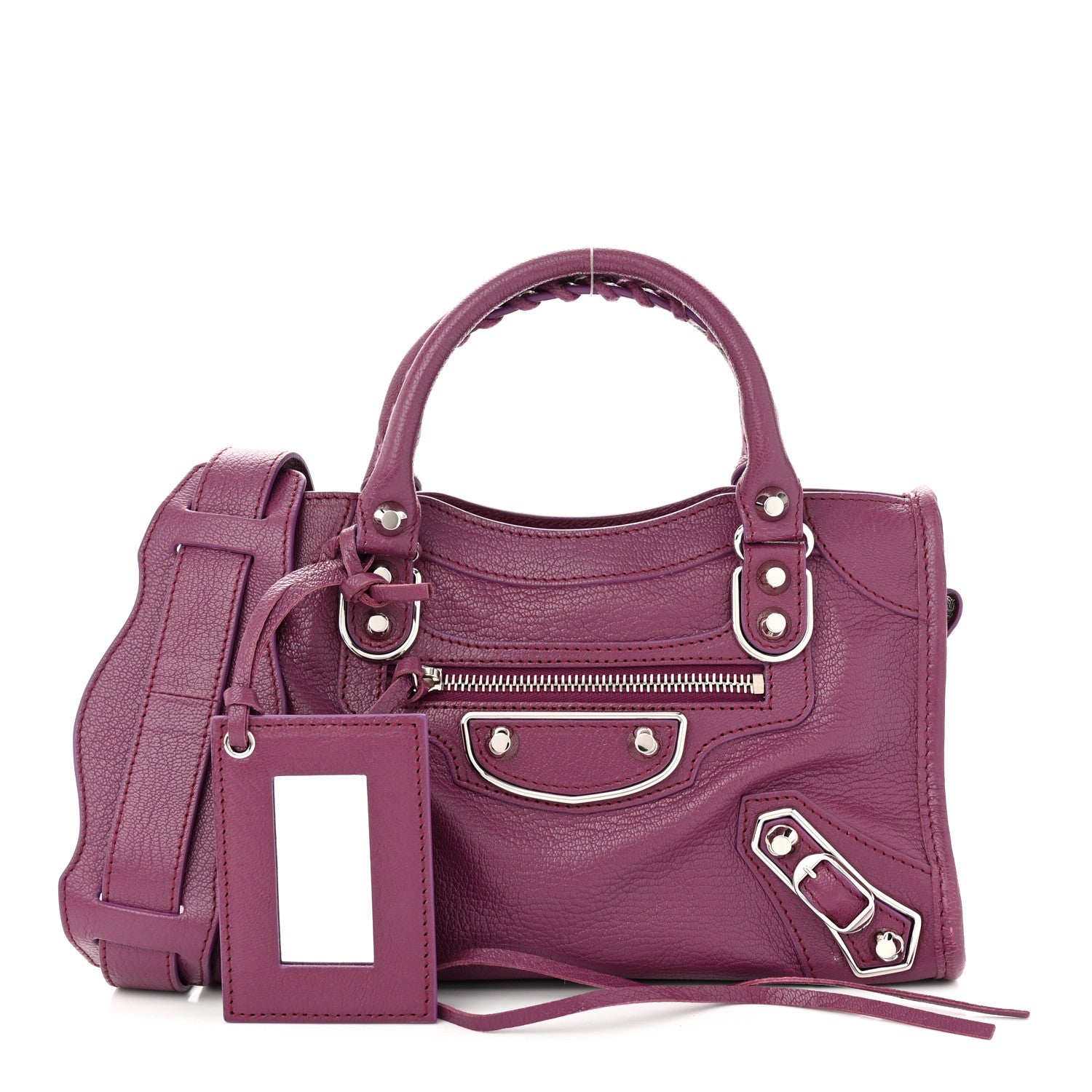 Balenciaga Chevre Silver Metallic Edge Hardware Mini City Violet Prune 1 of 11