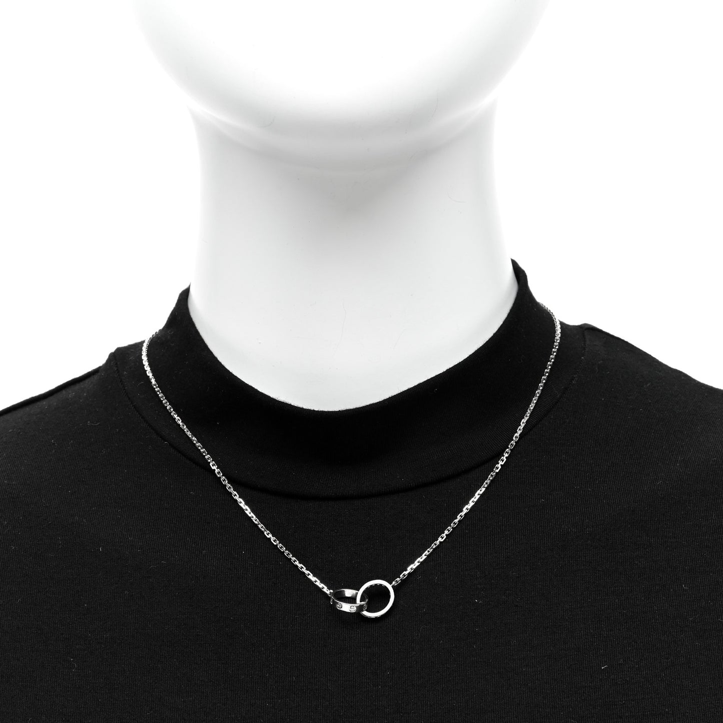 18K White Gold Diamond Interlocking LOVE Necklace