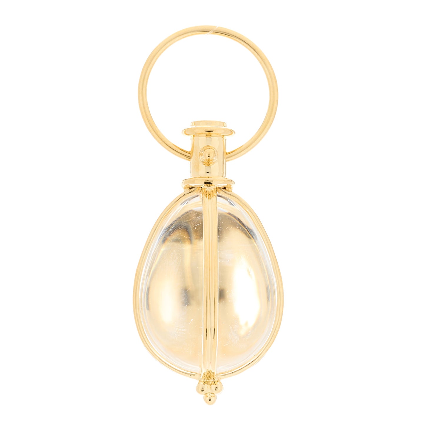 18K Yellow Gold Rock Crystal M Amulet Pendant